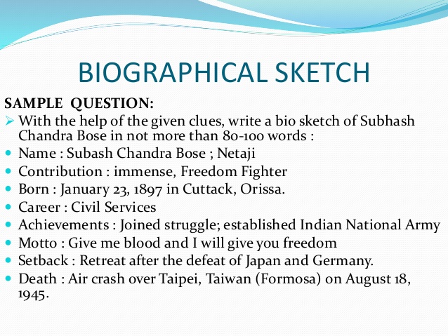 meaning of sketch biography