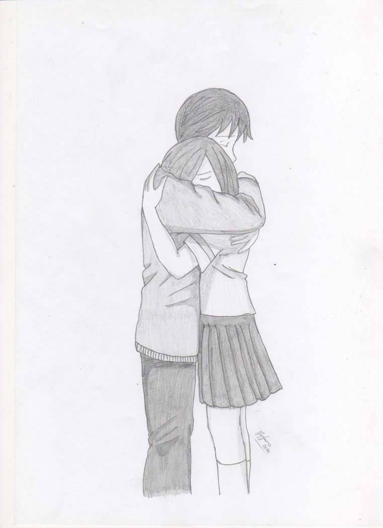Easy Anime Couple Hugging Drawing 