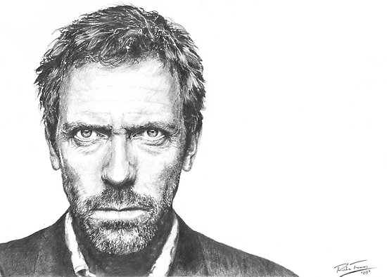 550x394 Hugh Laurie Aka House Posters By Richie Francis Redbubble - Hugh Laurie Sketch