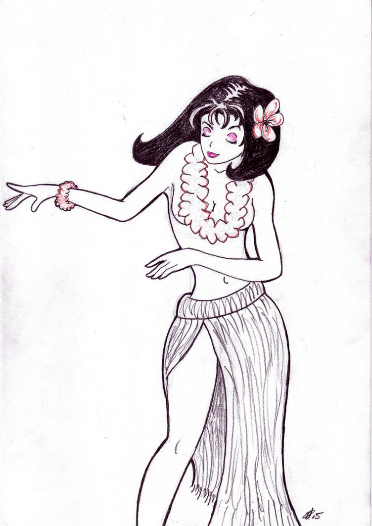 752x1063 Hula Girl Realistic Drawing Drawing Skill - Hula Girl Sketch