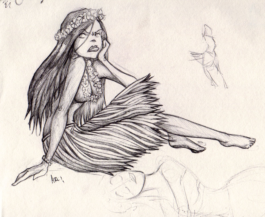 930x760 Hula Girl Sketch Drawing Skill - Hula Girl Sketch