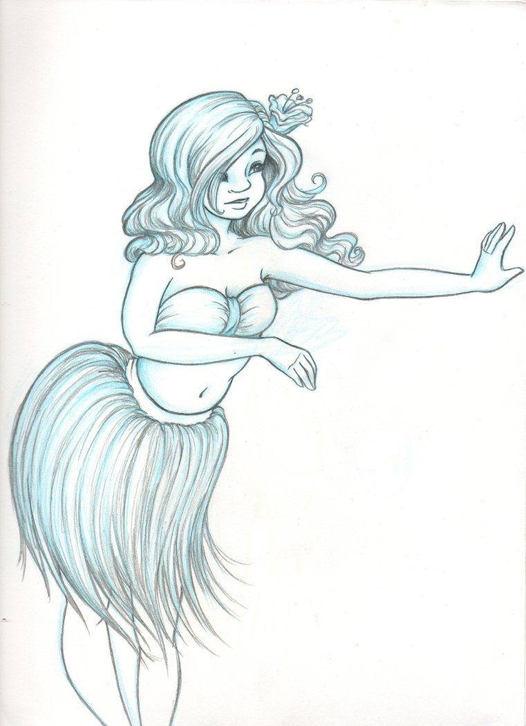 761x1049 Hula Girl Sketch By Snow White Kt - Hula Girl Sketch