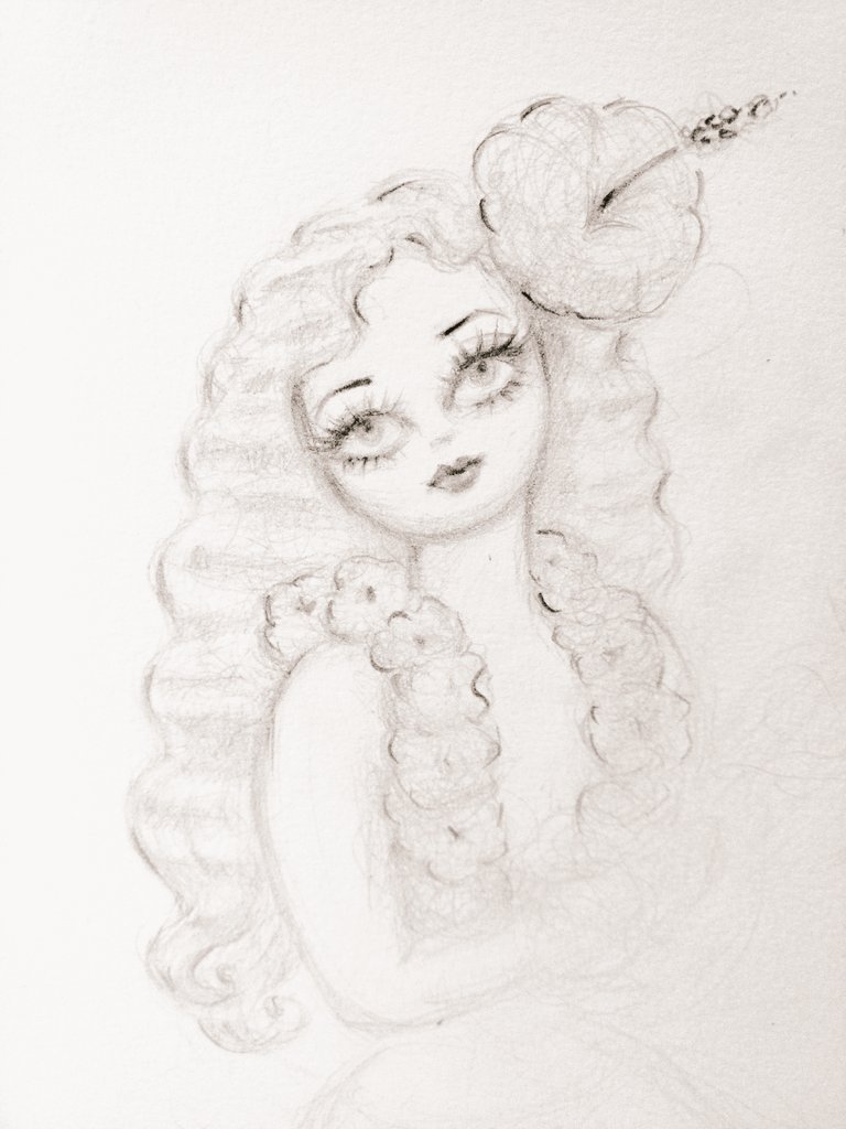768x1024 Miss Fluff On Twitter Hula Girl Sketch Drawing Tonight - Hula Girl Sketch
