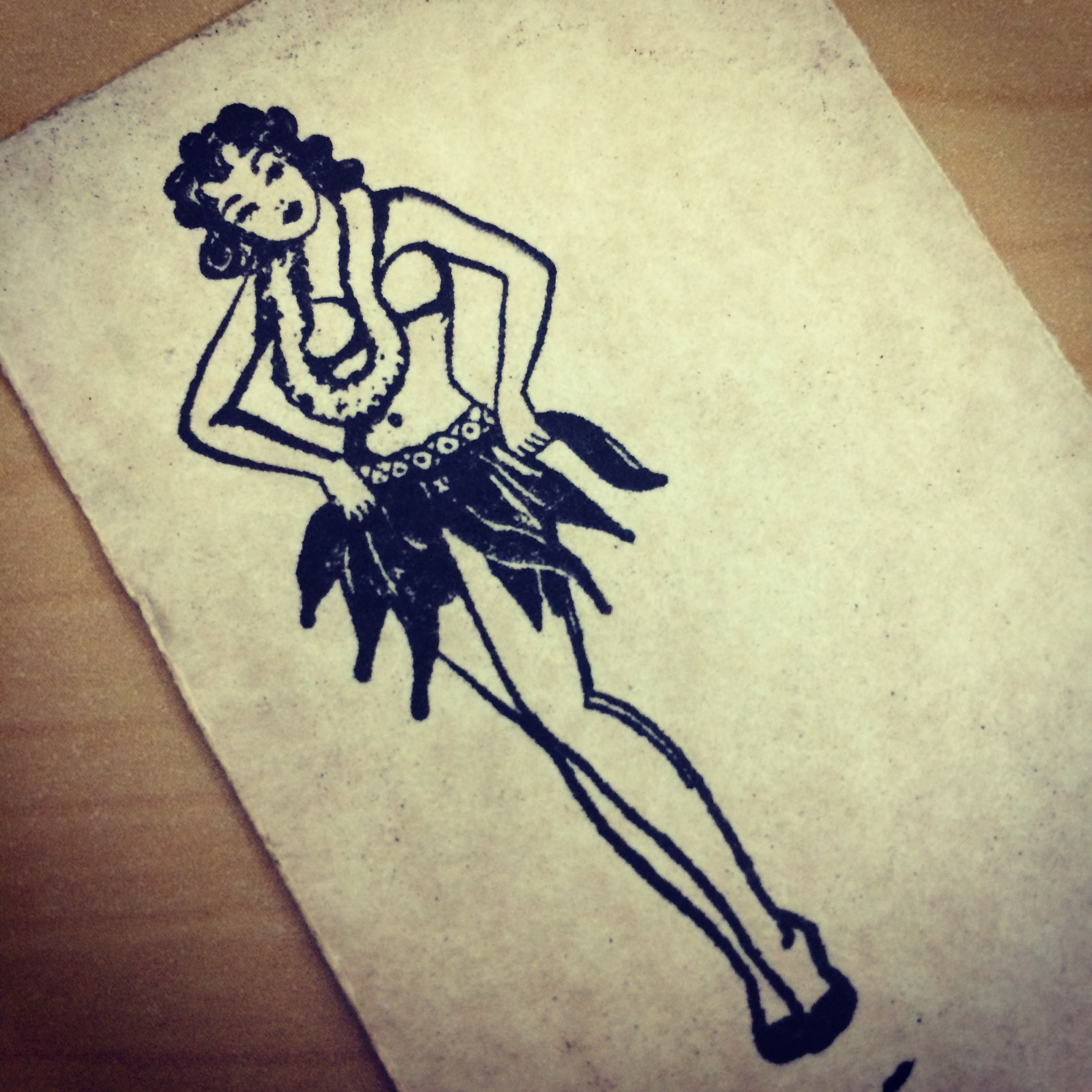 2448x2448 Vintage Hula Girl Drawing By Dan Barnett Drawings - Hula Girl Sketch