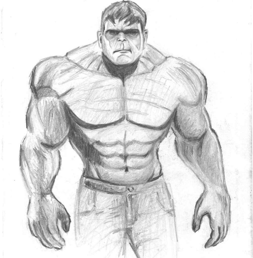 Full Body Hulk Pencil Drawing bestpencildrawing