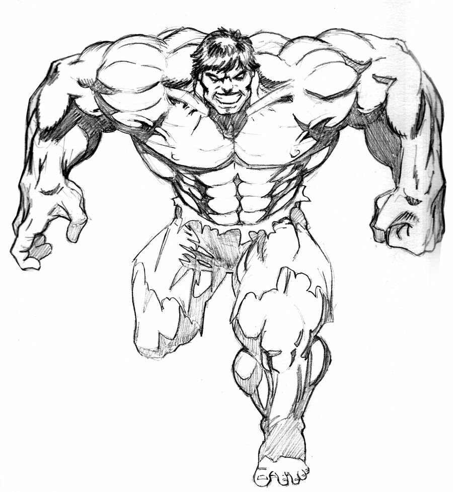900x978 Pin By Eric West On Stencil Stenciling - Hulk Pencil Sketch