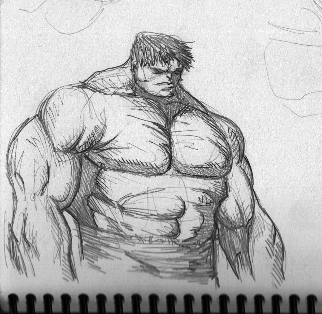1362x1329 Pretty Good Blog Warm Up Sketch Hulk - Hulk Pencil Sketch.