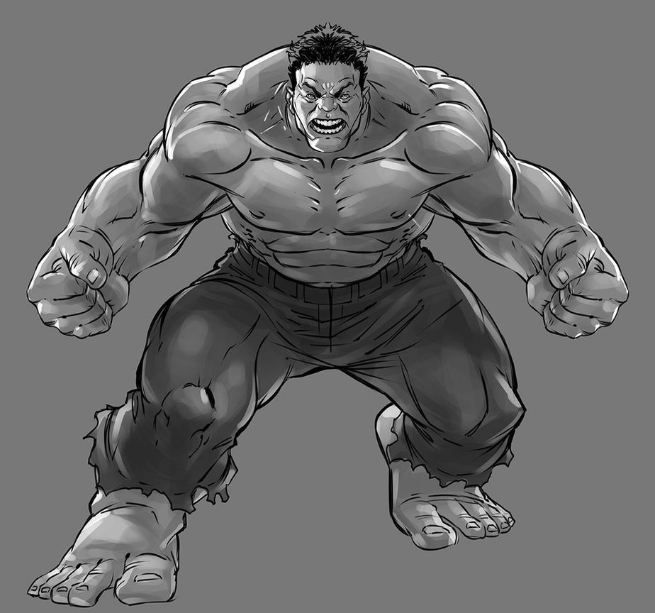 924x864 Hulk Sketch Gray By Deonn - Hulk Sketch