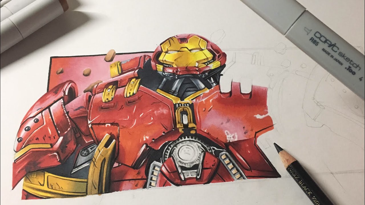 1280x720 How To Draw Hulkbuster Copic Sketch - Hulkbuster Sketch