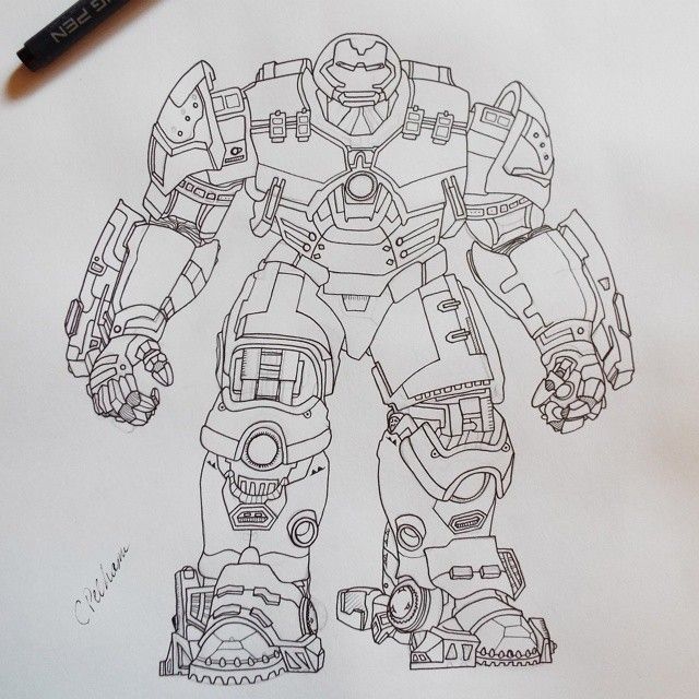 Hulkbuster Sketch at PaintingValley.com | Explore collection of