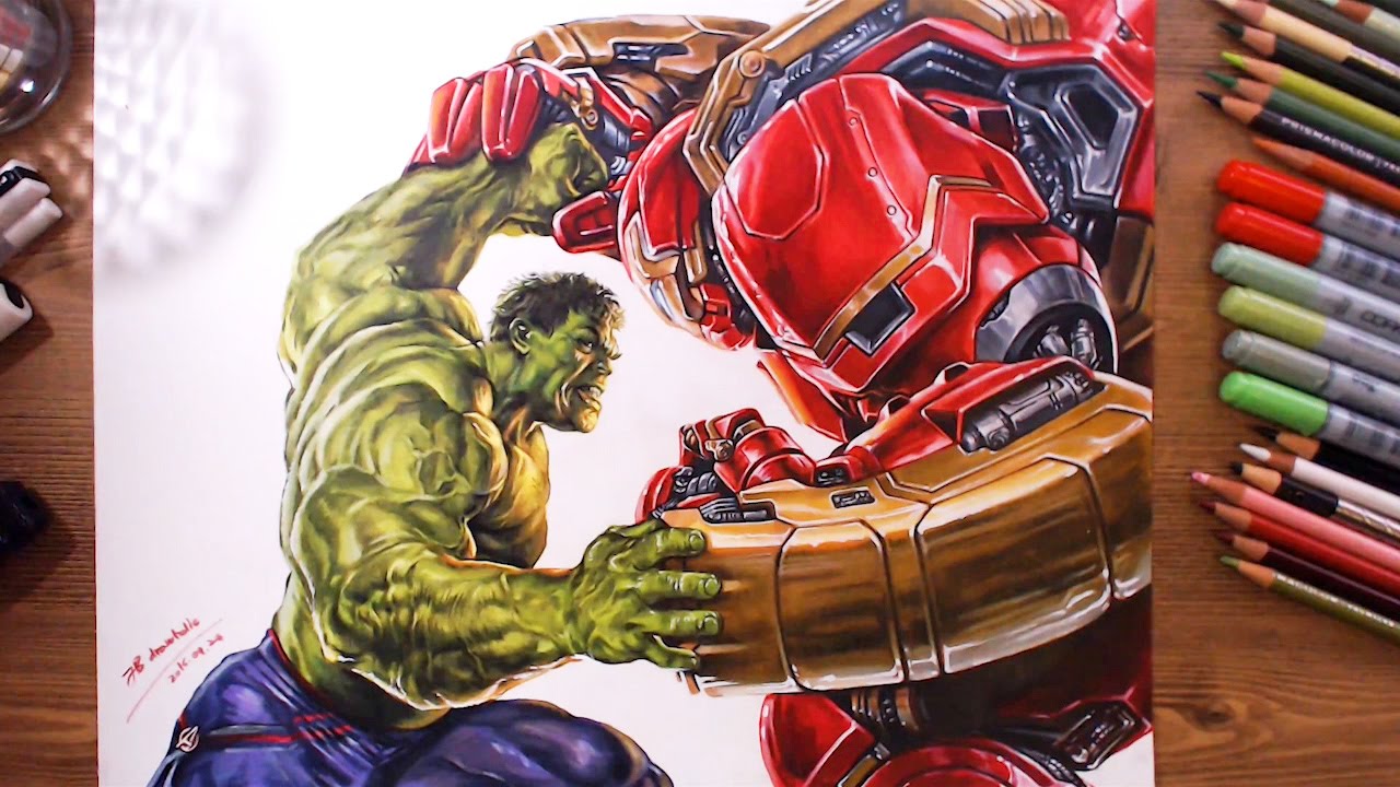 1280x720 Avengers Hulk Vs Hulkbuster(Veronica) - Hulkbuster Sketch