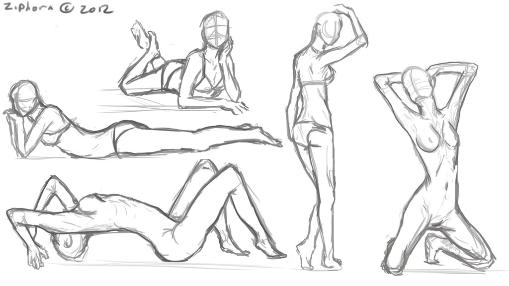 1024x576 Female Anatomy Sketches By Ziphora - Human Anatomy Sketches