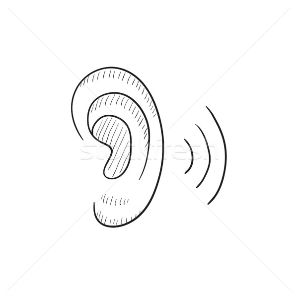 600x600 Human Ear Sketch Icon. Vector Illustration Andrei Krauchuk - Human Ear Sketch