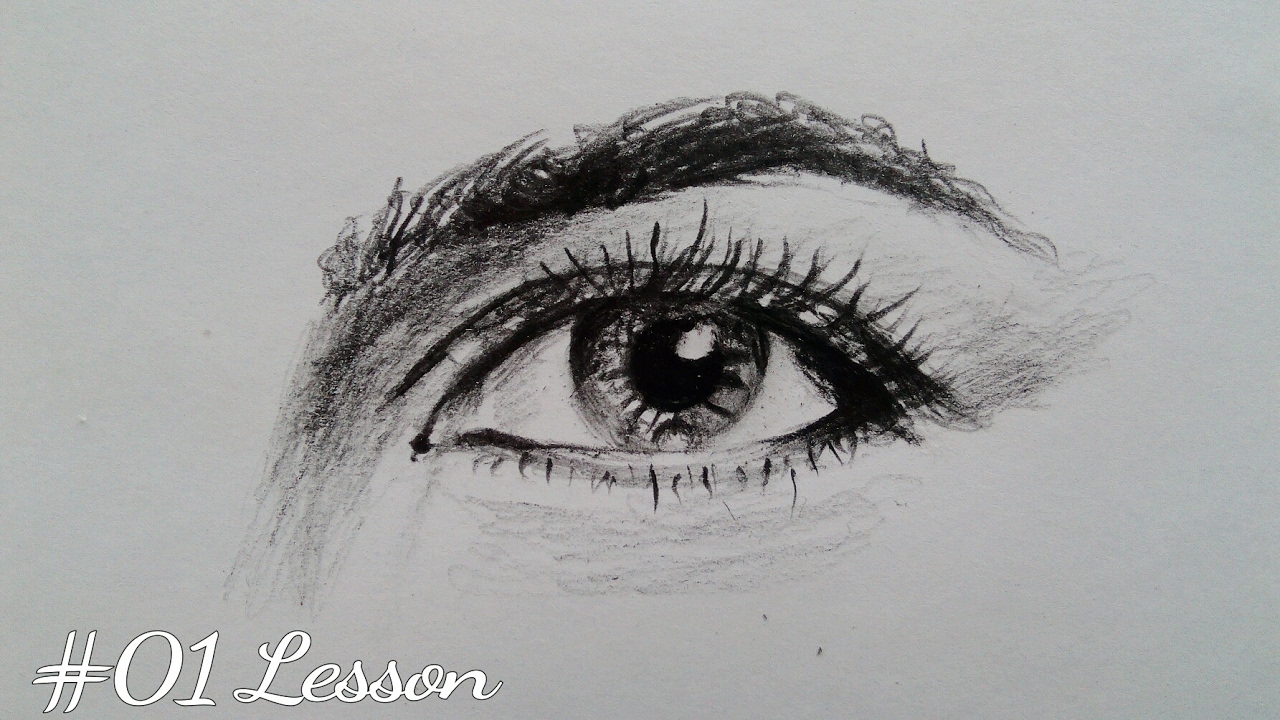 1280x720 How To Draw Human Eye Step By Step Tutorial For Beginners - Human Eye Sketch