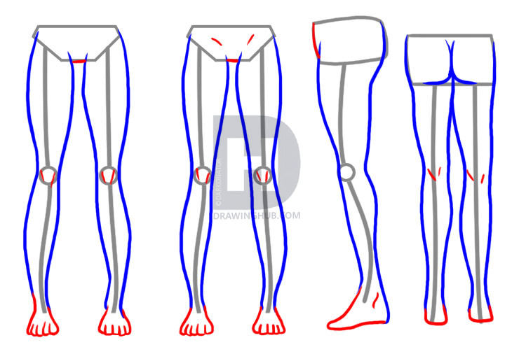 740x496 How To Draw Legs, Step By Step, Drawing Guide, By Darkonator - Human Leg Sketch