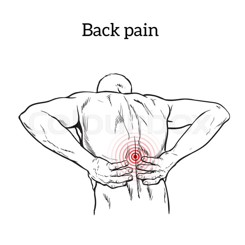 800x800 Lumbar Pain In A Man Back Pain In A Human Outline Sketch, Black - Human Outline Sketch