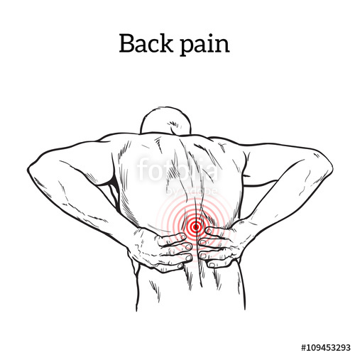 500x500 Lumbar Pain In A Man Back Pain In A Human Vector Outline Sketch - Human Outline Sketch