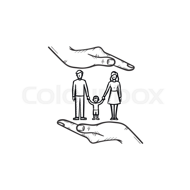 800x800 Family Insurance Hand Drawn Outline Doodle Icon. Human Hand And - Human Outline Sketch