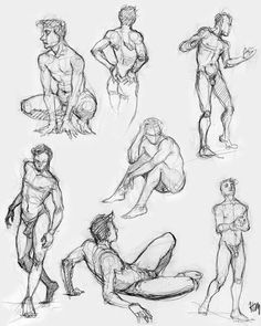 236x295 Male Standing Poses Drawing - Human Postures Sketches