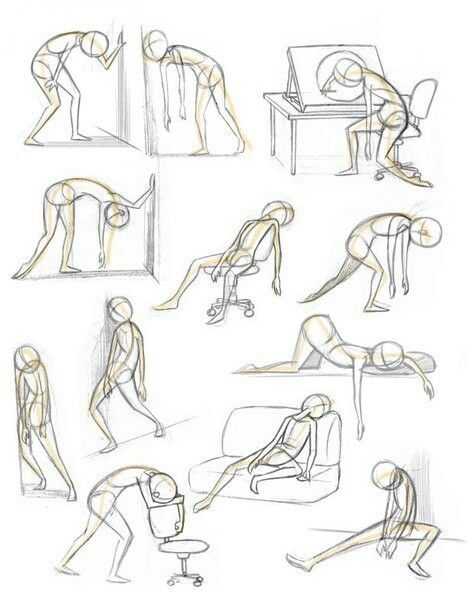 467x604 Drawn Human Poses - Human Postures Sketches