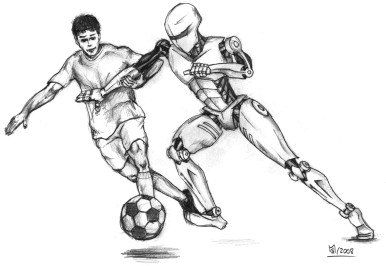 386x266 Kick It With Elasticity Safety And Performance In - Human Robot Sketch