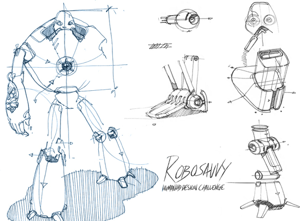 624x453 New Challenge Robosavvy Humanoid Design - Human Robot Sketch