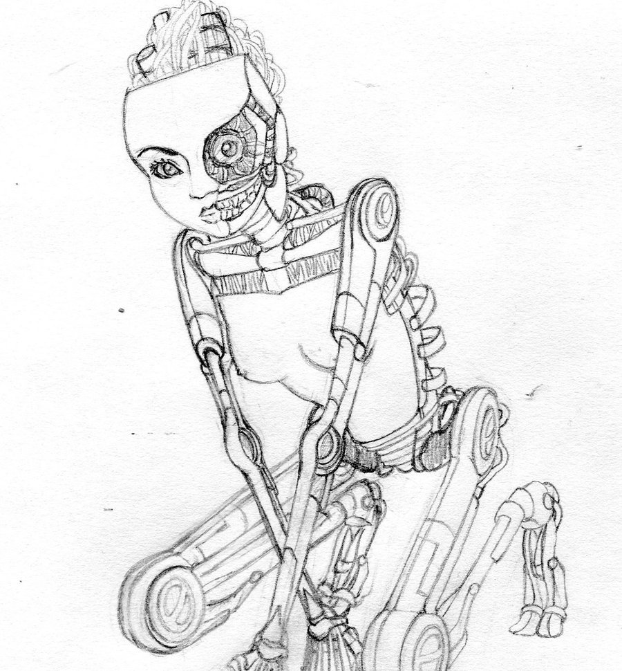 900x970 Not Human Sketch By Beativd - Human Robot Sketch