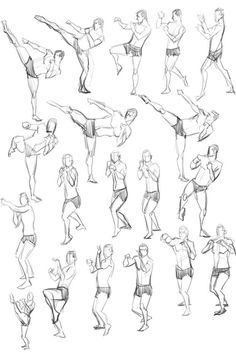 236x353 Sketch Karate Pose - Human Sketch Poses