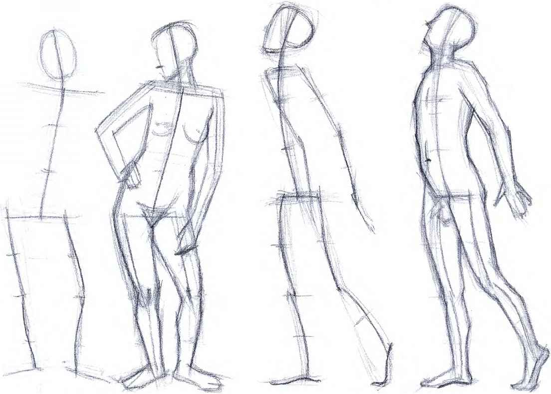 1104x789 Drawing Constructing The Body - Human Sketch Poses