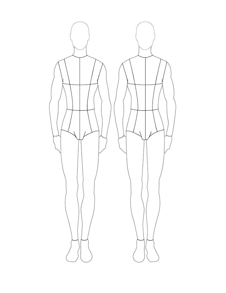 736x952 Male Fashion Illustration Template Figure Drawn Model Human - Human Sketch Template