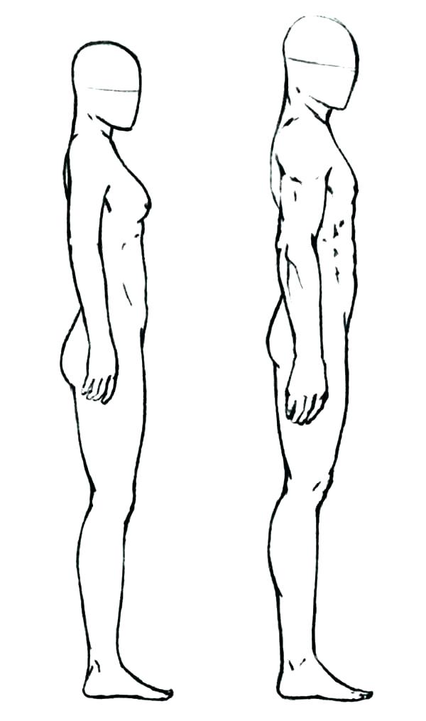 600x1015 Body Outline Coloring - Human Sketch Template