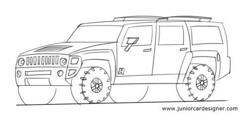500x264 How To Draw A Hummer H2 Suv Drawingsart Drawings - Hummer Sketch