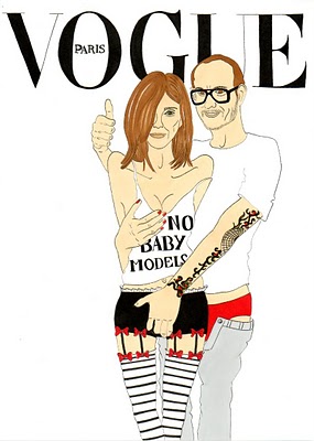 285x400 Vogue Cover Sketches With Humor Karl Lagerfeld Carine Roitfeld - Humor Sketch