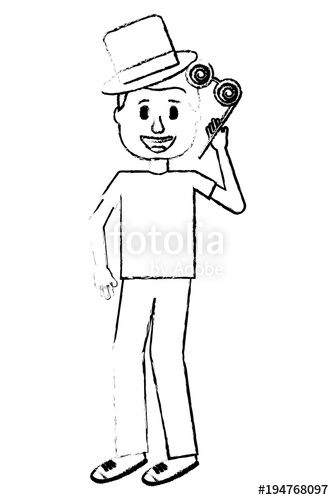 334x500 Young Man Standing Crazy Glasses And Hat Humor Vector Illustration - Humor Sketch
