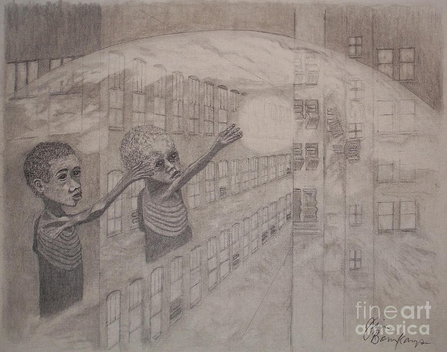 900x709 Hunger And Poverty Drawing By Jim Bomkamp - Hunger Sketch