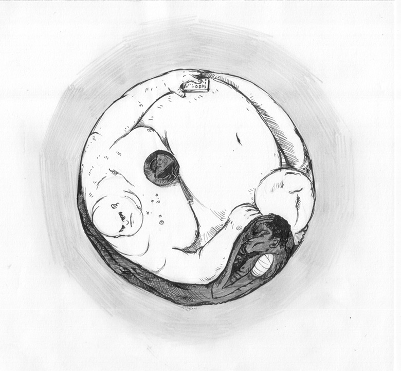 780x721 Making Of Yin Yang Of World Hunger - Hunger Sketch