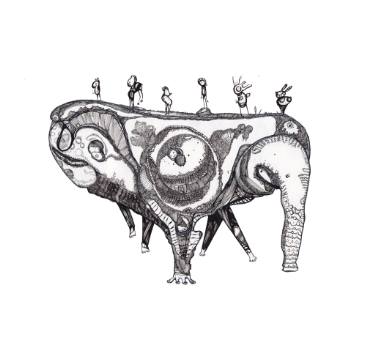 375x339 Uterine. Hunger Drawing By Dave Mutnjakovic Saatchi Art - Hunger Sketch