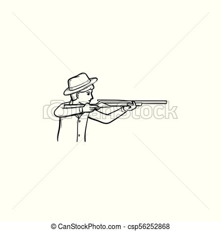 450x470 Hunter Hand Drawn Sketch Icon. Hunter Hand Drawn Outline Doodle - Hunter Sketch