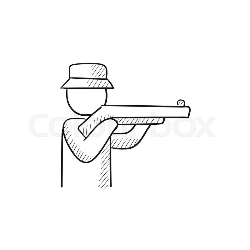 800x800 Hunter Vector Sketch Icon Isolated On Background. Hand Drawn - Hunter Sketch