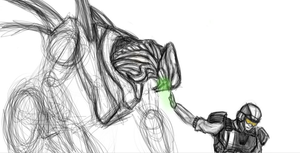 989x504 Katie On Twitter Made Some Progress On My Marine And Hunter - Hunter Sketch