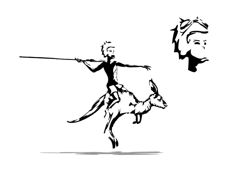 800x600 Kangaroo Hunter Sketch By Logolab Ua - Hunter Sketch