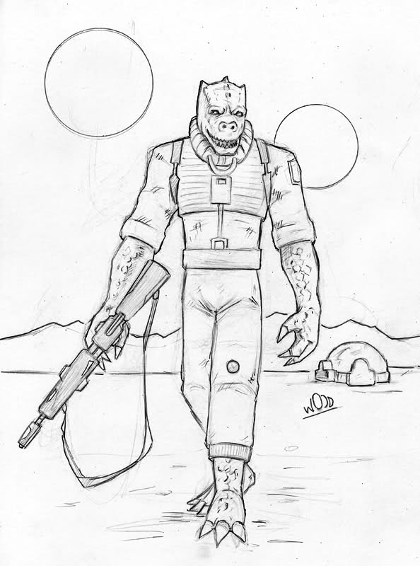 594x800 Bossk Bounty Hunter Sketch - Hunter Sketch