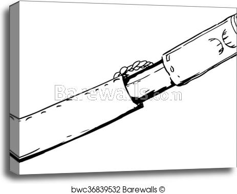 463x379 Canvas Print Of Single Saami Hunting Knife Outline Barewalls - Hunting Knife Sketch