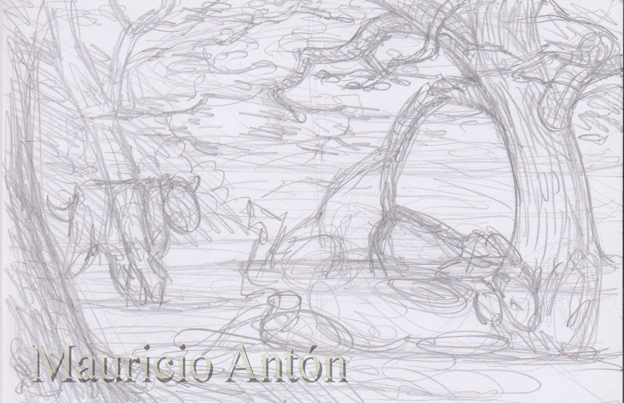 1244x804 Machairodus Hunting An Hipparion From Raw Sketches To Final Art - Hunting Sketches