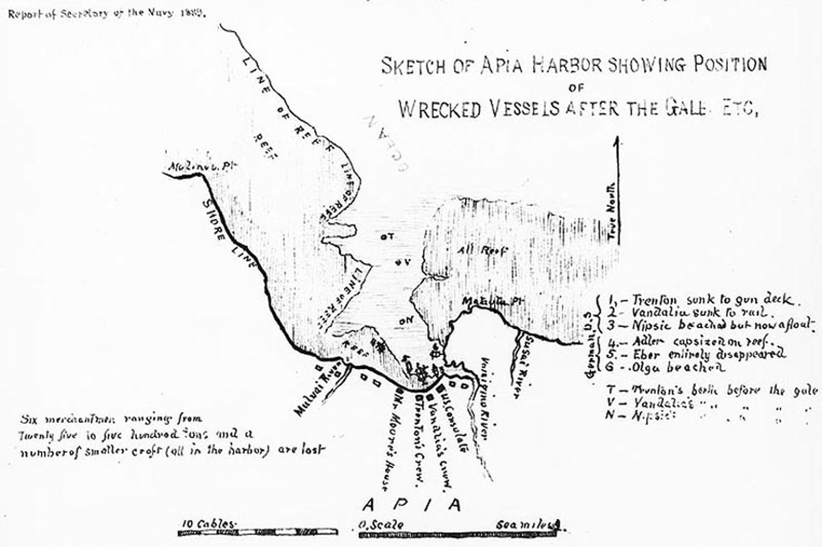 1200x798 Samoan Hurricane Naval Historical Foundation - Hurricane Sketch