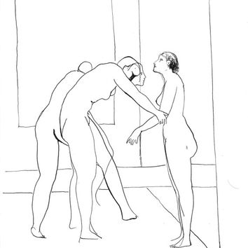 354x354 Family Scene In Ancient Greece Original From Galerie Cyrano - Husband And Wife Sketch