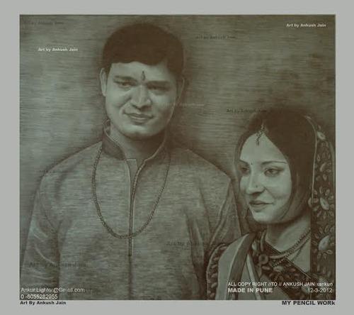 500x444 Lovely Husband And Wife (Pencil Sketch) - Husband And Wife Sketch