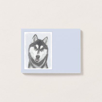 422x422 Siberian Husky (Black And White) Painting Dog Art Post It Notes - Husky Dog Sketches
