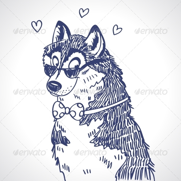 590x590 Husky Sketch By Julianart Graphicriver - Husky Sketch