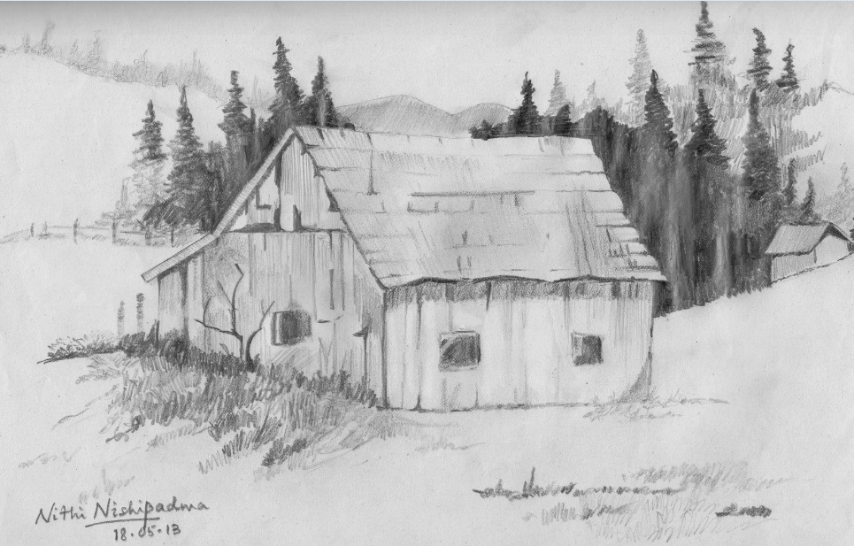 Hut Sketch at PaintingValley.com | Explore collection of Hut Sketch